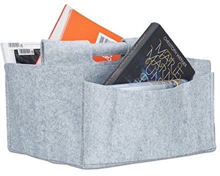 Relaxdays koszyk na gazety wykonany z filcu, wys. x szer. x gł.: 22 x 32 x 29 cm, 2 kieszenie, uchwyt, składany stojak na gazety, różne kolory 10021974_111