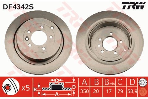 TRW Tarcza hamulcowa DF4342S