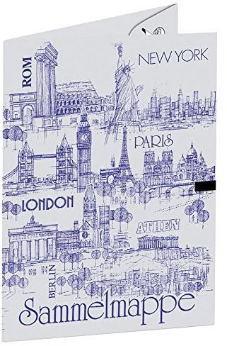 Ursus Teczka bez gumki, DIN A3, z szarego kartonu, miasta świata, sortowana w 5 kolorach 5634000