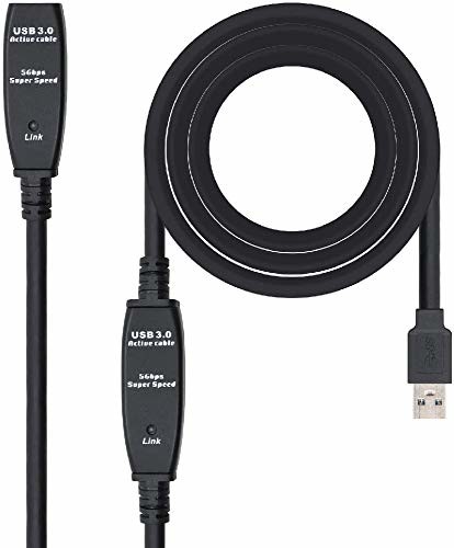 Nano Cable Nanocabel 10.01.0312 - USB 3.0 przedłużacz ze wzmacniaczem, typ A/M-A/H, gniazdo wtykowe, czarny, 10,0 ms 10.01.0312