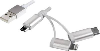 Logilink Kabel USB USB MicroUSB z adapterem Lightning i USB-C dł.1m CU0126