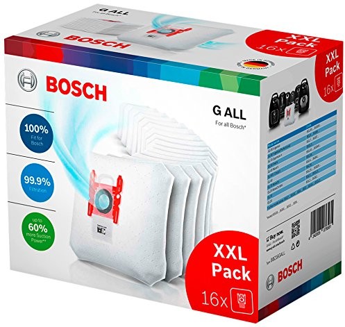 Bosch bbz16gall worków do odkurzacza PowerProtect, 16 sztuk z zamknięciem, pasuje do wszystkich wariantach, poza bsg8 bsn1 BBZ16GALL