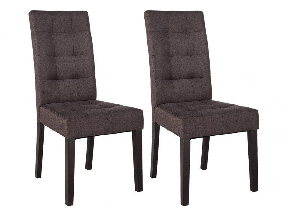 Vente-Unique Komplet krzeseł VILLOSA - Czekoladowa tkanina + Ciemne drewniane nogi