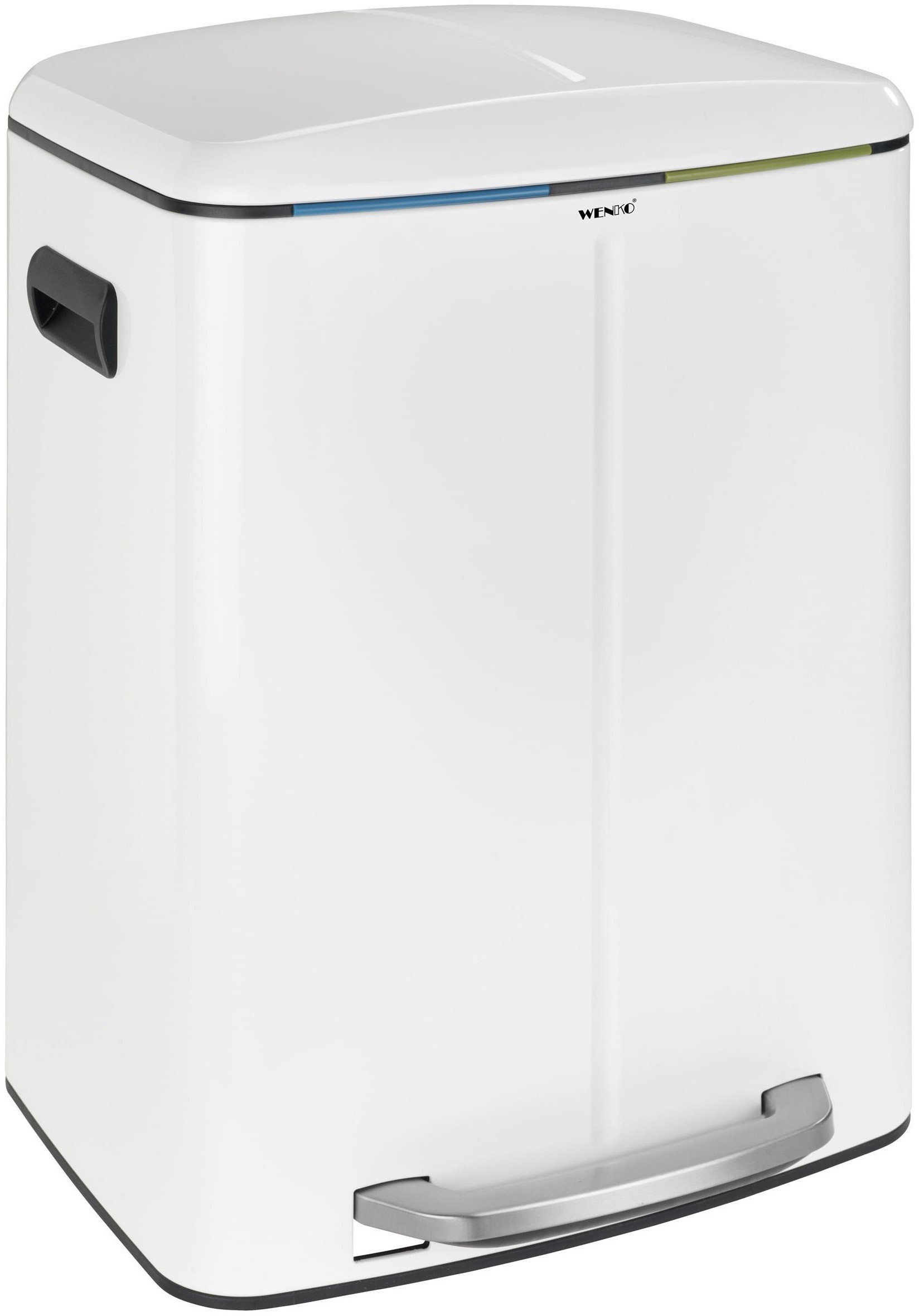 Wenko Kosz na śmieci w kolorze białym Primo z 2 pojemnikami wewnętrznymi o pojemności 20 l oraz pedałem otwierającym pokrywę marka  B07C58BP4Y