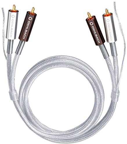 Oehlbach Silver Express Plus 2.0 m Wymiary, Phono NF cinch audio kabel z dodatkowych przewodów rurowych, 2000 MM, srebrny (D1C2603)