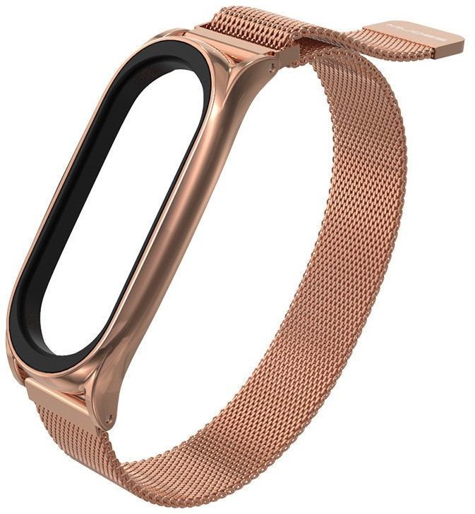 Hurtel Zamienna metalowa opaska bransoleta pasek do Xiaomi Mi Band 5 / Mi Band 4 / Mi Band 3 złoto-różowy