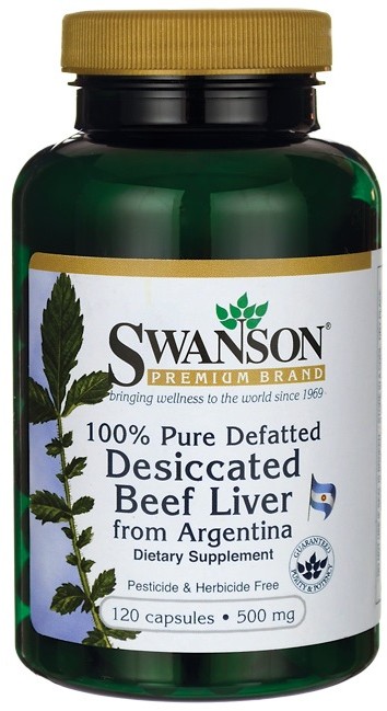 SWANSON Beef Liver 500mg 120 kaps - suplement diety