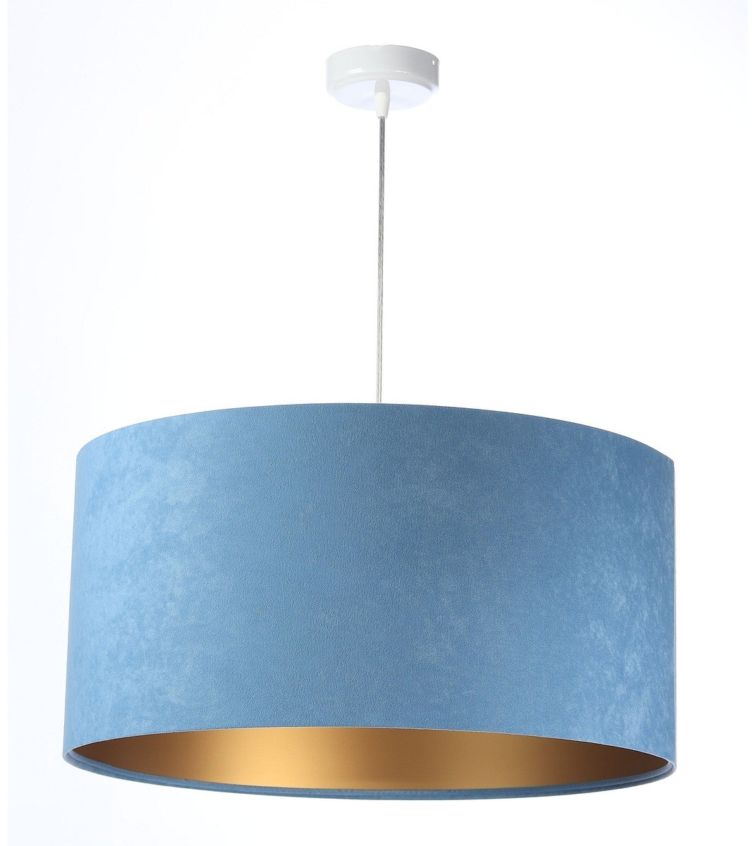 Koncept BPSKONCEPT Lampa wisząca welurowa niebieski złoty tkanina pcv Angarika 60 BPS 010-094-60CM