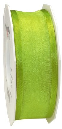 Pattberg Prezent 40 MM 25 m Marseille  taśma organza z satynową krawędzi, z drutu, jasnozielony 4834025-027