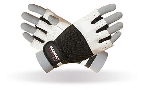 MADMAX madmax Classic rękawice siłownia fitness podnoszenie ciężarów rękawice męskie rękawiczki Bodybuilding Workout Sports Training..., biały, l MFG-248-WHT-L