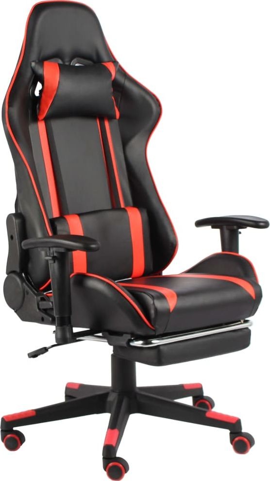 vidaXL Lumarko Obrotowy fotel gamingowy z podnóżkiem, czerwony, PVC 20487