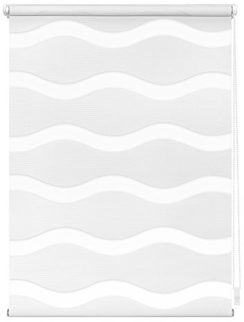 Lichtblick podwójna roleta z motywem fali, na zacisk, biały, 80 cm x 150 cm (szer. x dł.) KDW.080.150.01