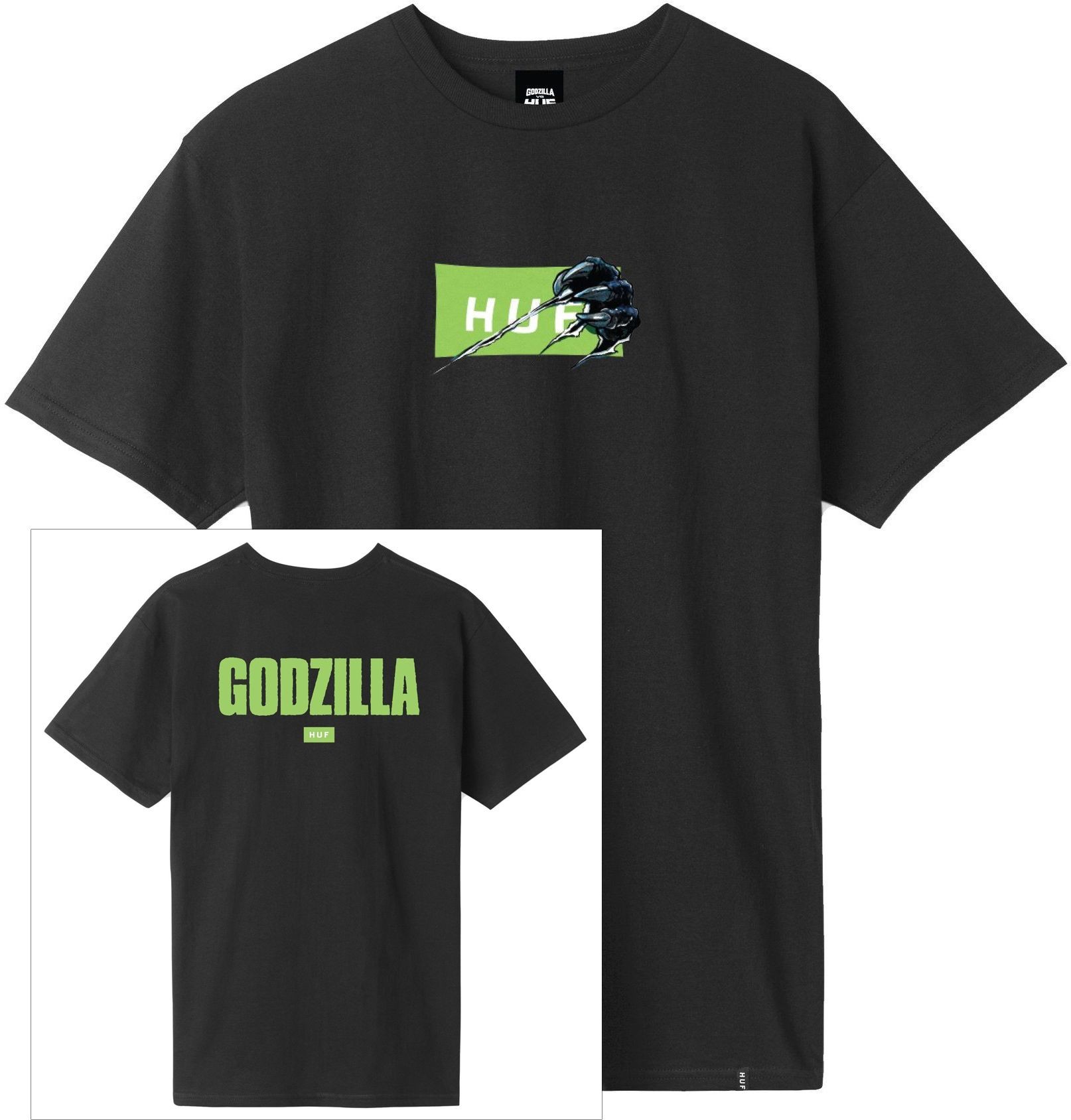 HUF t-shirt HUF GODZILLA) BAR LOGO TEE Black