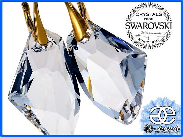Swarovski duże kolczyki GALACTIC ZŁOTE SREBRO
