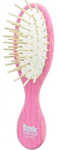 TEK Tek Mini-drewno jesionowe szczotka do włosów, owalna, cętkami, , Róża, , 1320-22