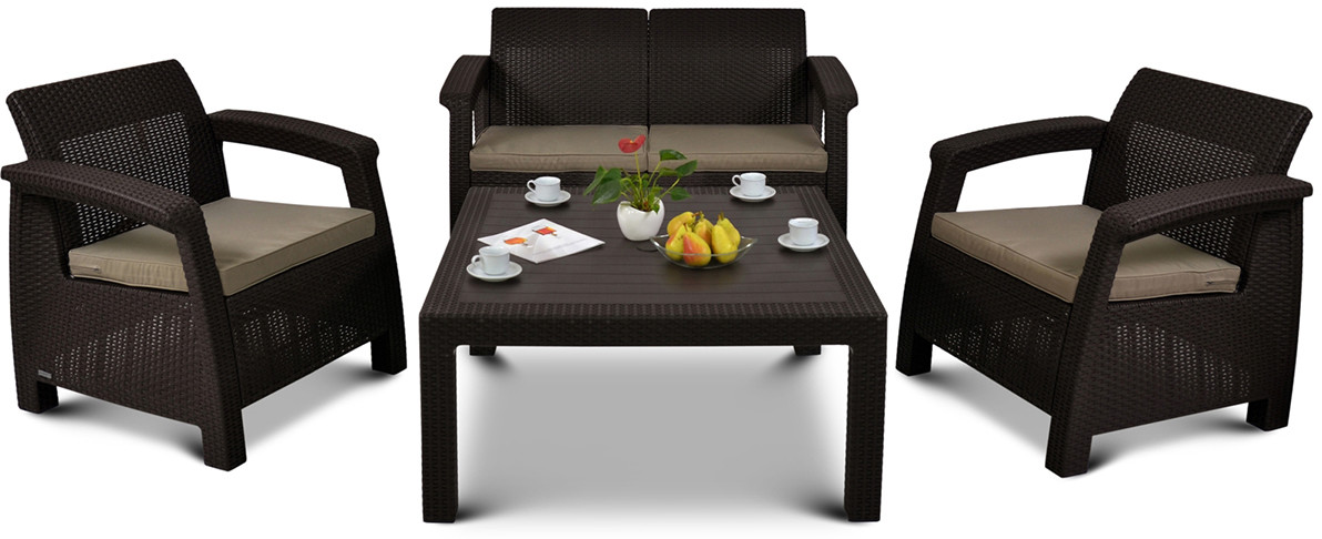 Curver Zestaw mebli ogrodowych Corfu Set Family brąz/taupe BK-001176 + 20 zł na pierwsze zakupy BK-001176