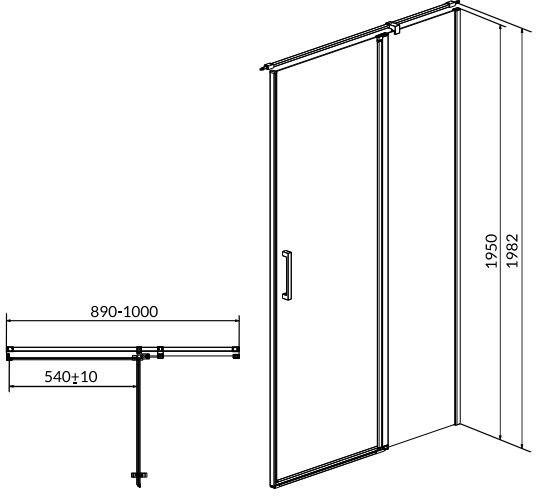 Cersanit Cersanit Moduo Drzwi prysznicowe uchylne prawe 90x195 cm profile chrom szkło transpartentne CleanPro S162-006