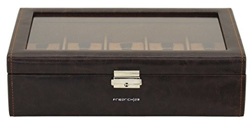 Friedrich|23 Skrzynka na friedrich|23 unisex zegarek z pokrywką szklaną na 10 zegarków z tworzywa sztucznego brązowy 20084  3 20084-3