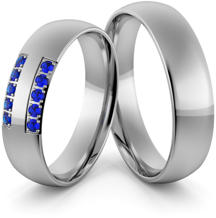 Eminence Obrączki ślubne palladowe 5 mm z szafirami - Pd-67 Pd-67-2