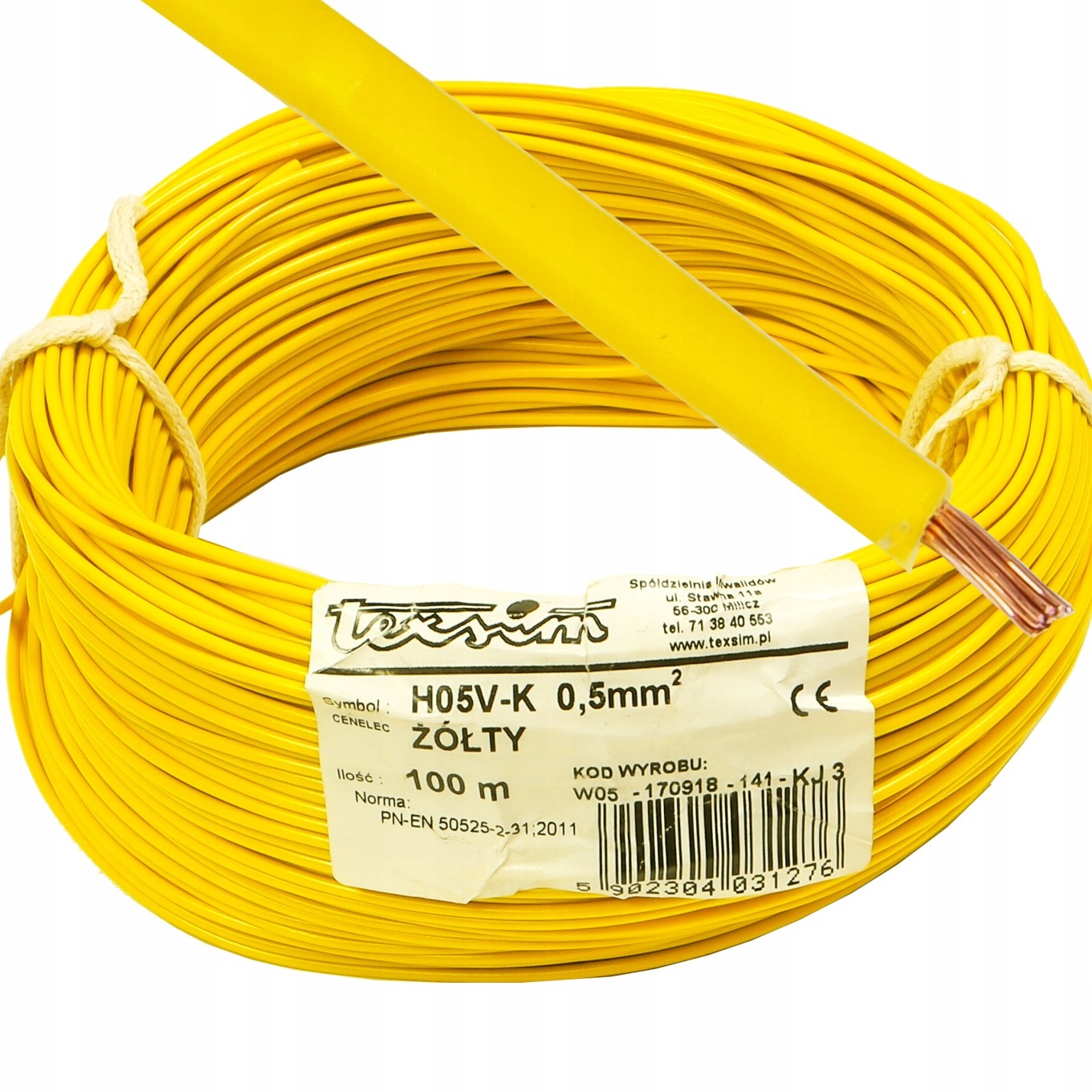 Conotech kabel linka Lgy 0,5mm żółta 100m 500V