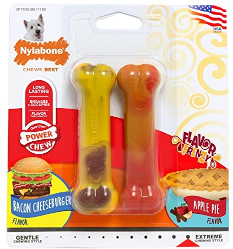 Nylabone Prowadząc Bone cheeseburger ze i Apple smak Extreme Żucie Twin Pack NAP002VPP