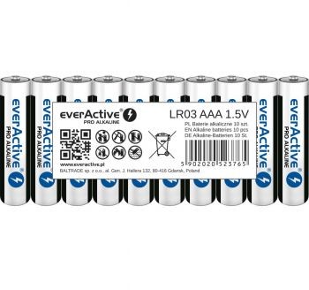 EverActive 10 x baterie alkaliczne Pro LR03 AAA taca) LR03 Pro Alkaline 10pak