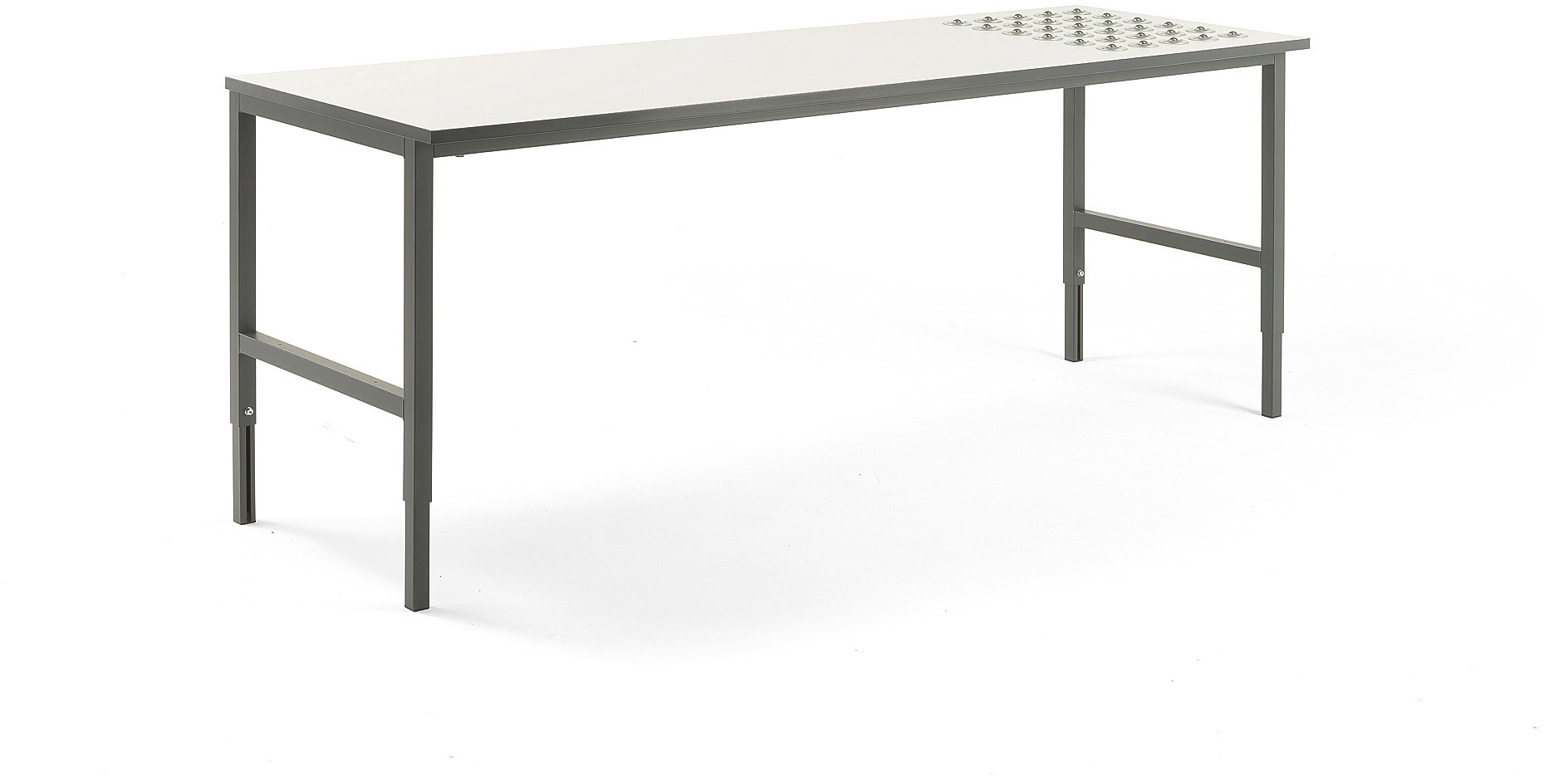 AJ Stół roboczy na kółkach 2400x750 mm biały blat szara rama 202050