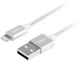 Kabel GND USB lightning MFI 1m opletený LIGHTN100MM05) Srebrny