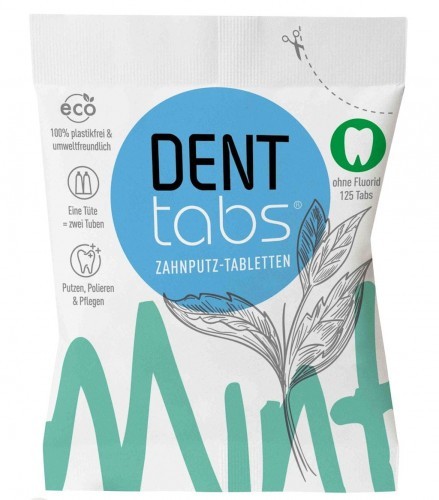 DENT TABS (tabletki do czyszczenia zębów) TABLETKI DO CZYSZCZENIA ZĘBÓW BEZ FLUORU 125 szt - DENT TABS BP-4260066813105
