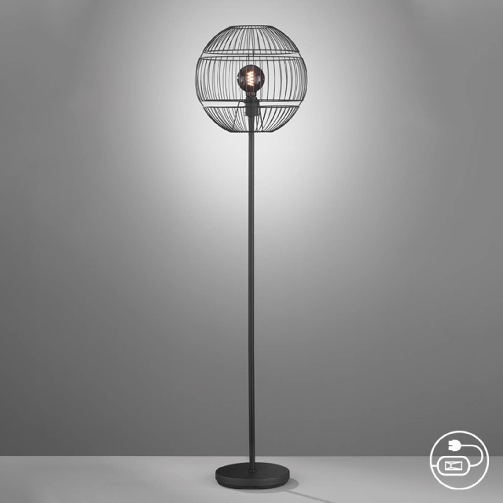 Honsel Nowoczesna lampa podłogowa czarna - Sphaera
