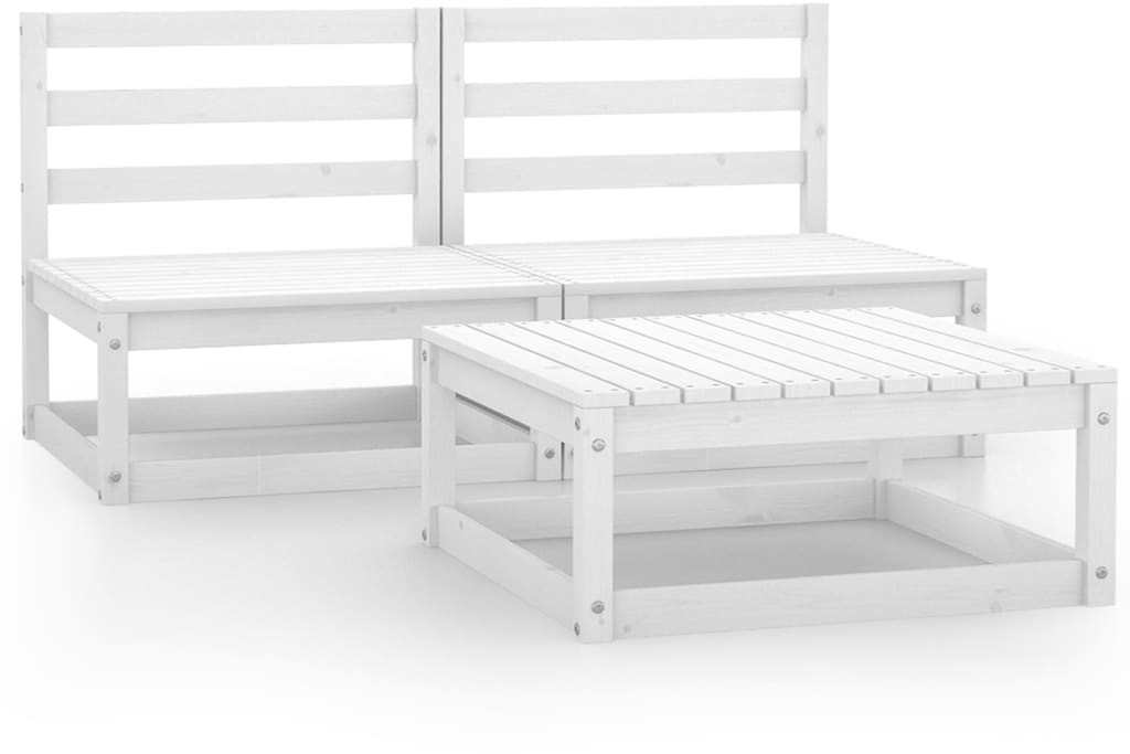 vidaXL 3-cz zestaw mebli wypoczynkowych do ogrodu biały sosnowy 3075235