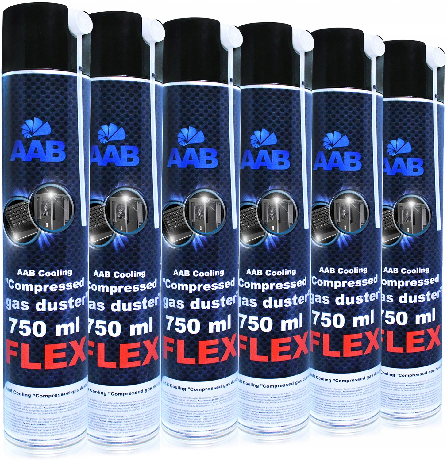 6x Aabcooling Sprężone-powietrze 750ml RURKA-60cm