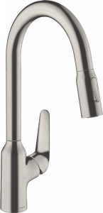 Hansgrohe 71820800 M4216-H220 jednouchwytowa bateria kuchenna 220 wyciągana wylewka 2jet stal szlachetna