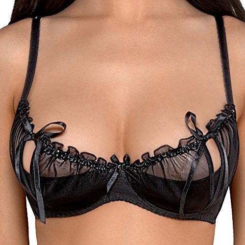 Axami V-6451 charbon Hebe BH dla pań, wstążeczka, po jednej stronie pałeczki, regulowane ramiączka, część zestawu, najwyższa jakość, EU, bielizna damska, , 75E, , czarny, 5901797374860