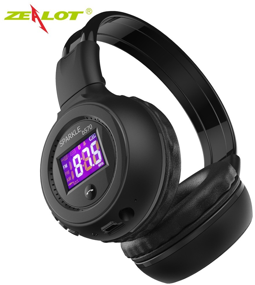 Zealot B570 słuchawki Bluetooth składane bezprzewodowe słuchawki Stereo HIFI z ekranem LCD zestaw