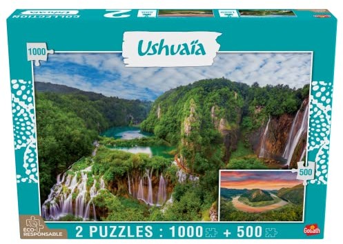 Goliath Puzzle Adulte - Kolekcja Ushuaya - 2 puzzle: Plitvice Falls (Chorwacja - 1000 sztuk) i Jezioro Skadar (Montenegro - 500 sztuk) 923190.004