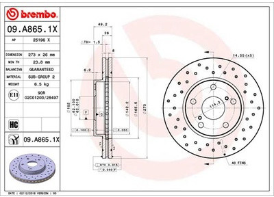BREMBO 09.A865.1X 09.A865.1X