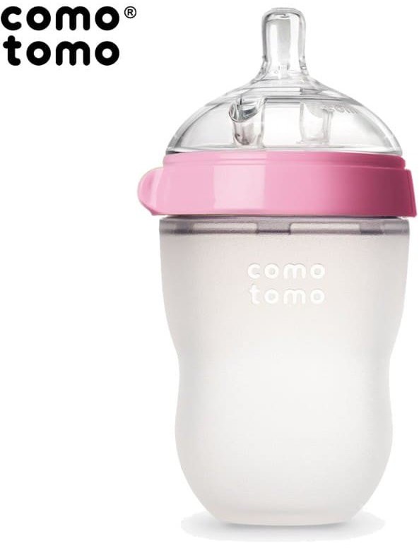 COMOTOMO COMOTOMO - antykolkowa butelka silikonowa 250 ml Pink BABY