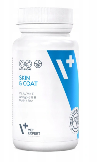 VetExpert Cats & Dogs Skin & Coat 30 Capsules - preparat dla psów i kotów z zaburzeniami dermatologicznymi skóra i sierść 30 kapsułek