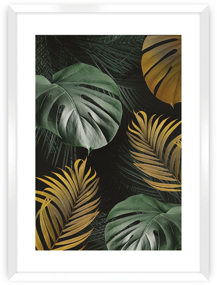 Dekoria Plakat Golden Leaves I 50 x 70 cm Ramka Biała 222F-000-50