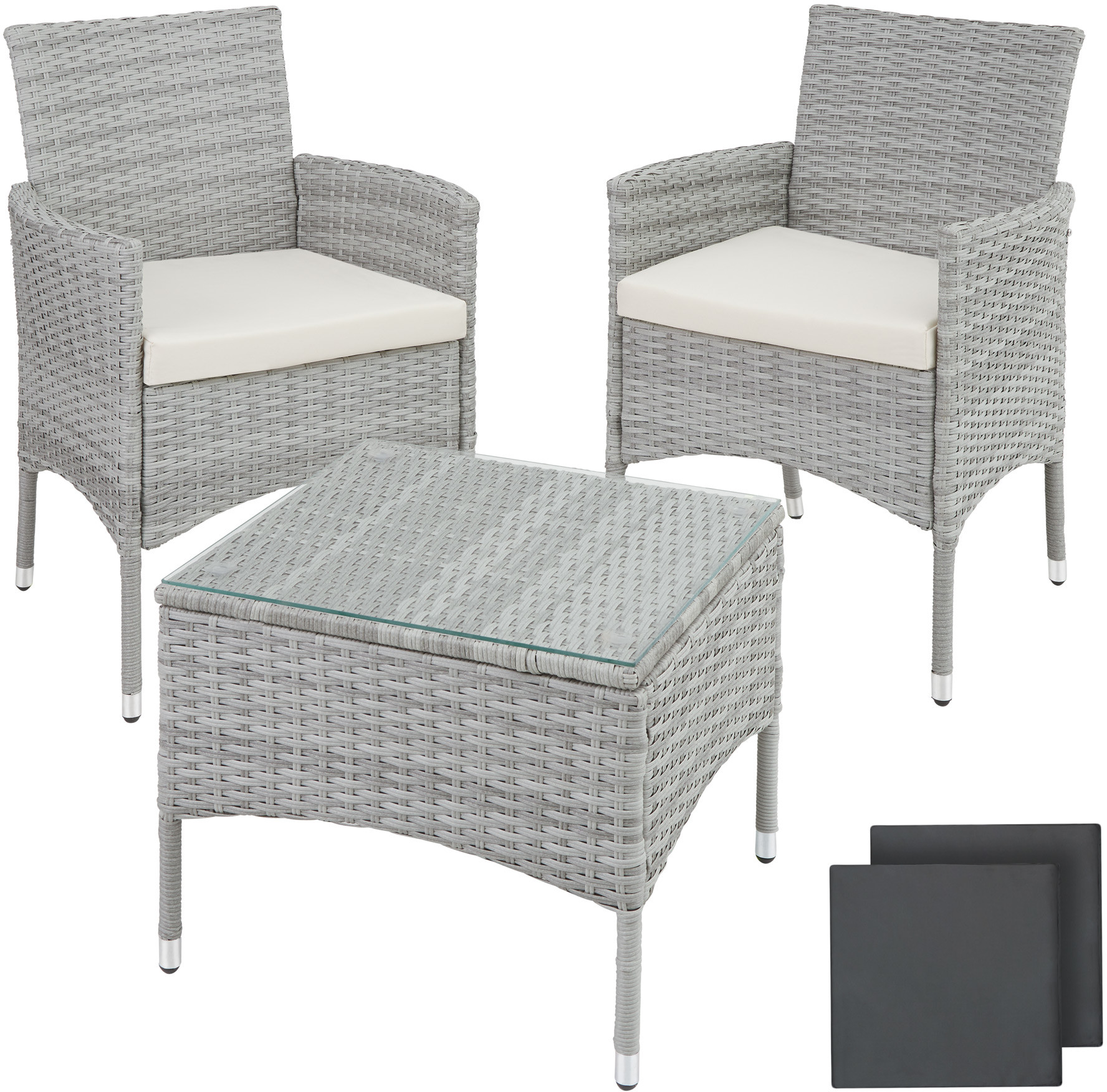 tectake Zestaw mebli rattanowych Luzern - jasnoszary 403702
