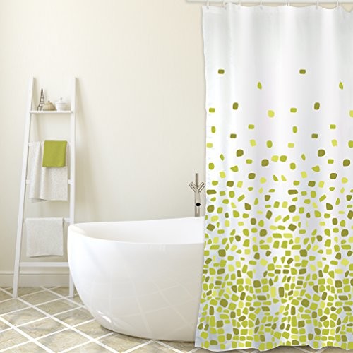 MSV Cotexsa by Premium zasłona prysznicowa, antypleśniowa, antybakteryjna, nadaje się do prania, 100% wodoszczelna, z 12 pierścieniami do zasłony prysznicowej  poliester, Brest 180 x 200 cm  Made in S