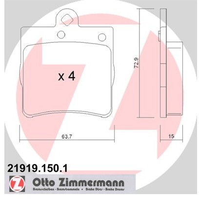 ZIMMERMANN Zestaw klocków hamulcowych, hamulce tarczowe 21919.150.1