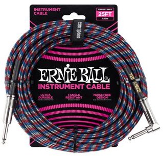 Ernie Ball EB 6063 Black Red Blue White Kabel instrumentalny 7,62 m
