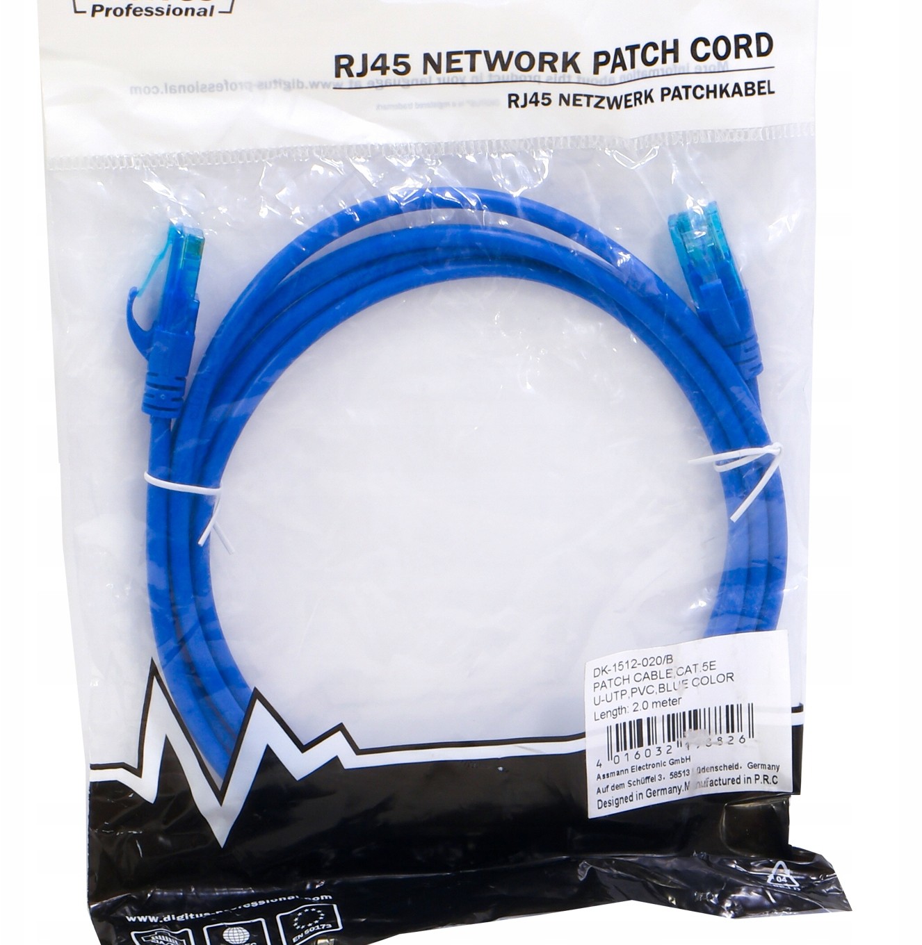 Kabel przewód krosowy Utp kat.5e niebieski 2m RJ45