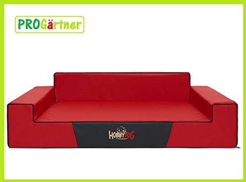 Hobbydog lglabra2 łóżko/sofa dla psa/kosz ze sztucznej skóry, kodura Glamour, czerwone, dł. 84 x 64 x 27 cm