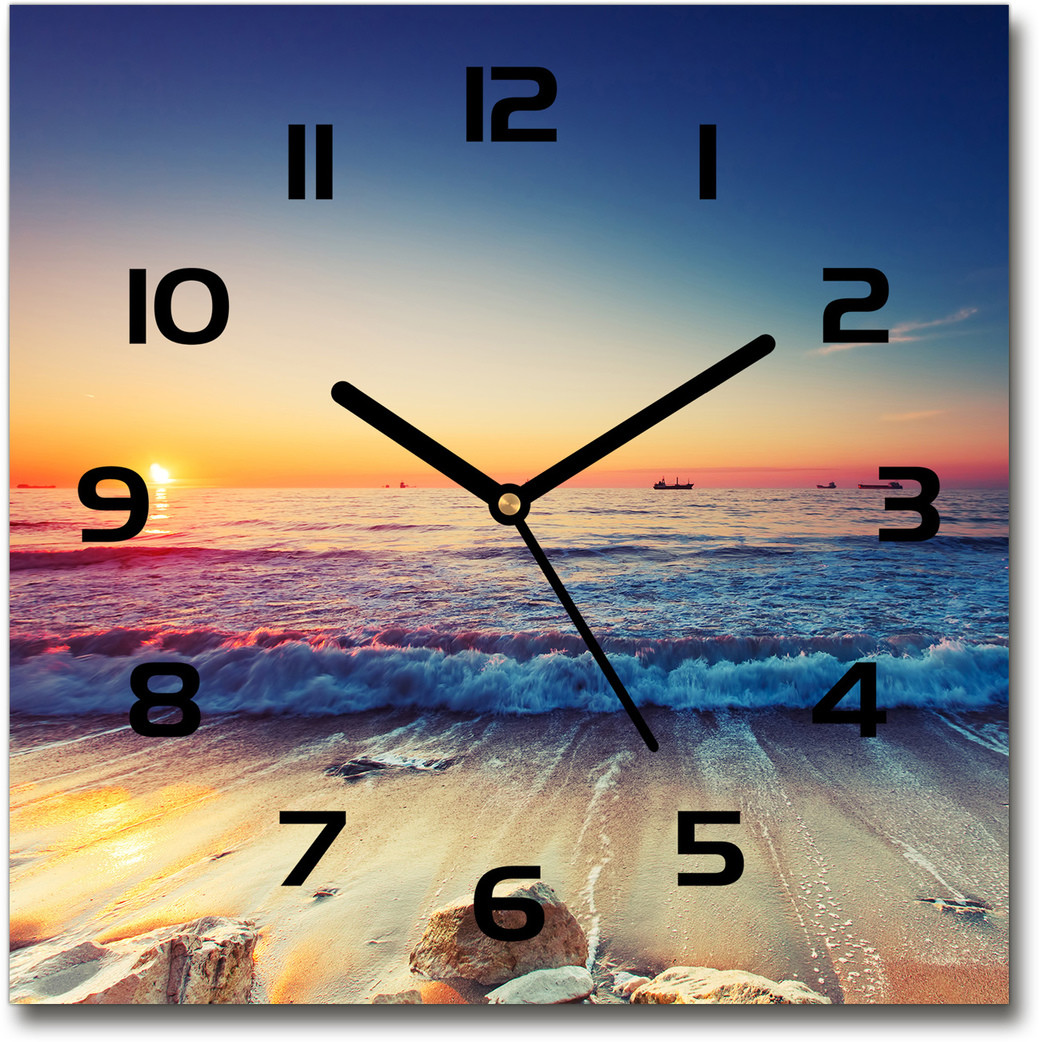 Zegar szklany kwadratowy Wschód słońca morze
