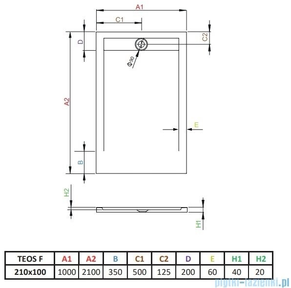Radaway Teos F Black 210x100 HTF210100-54