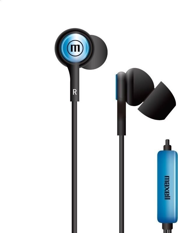 Фото - Навушники Maxell EARPHONES IN-TIPS IN EAR STEREO WITH MICROPHONE BLUE 304013.00.CN 