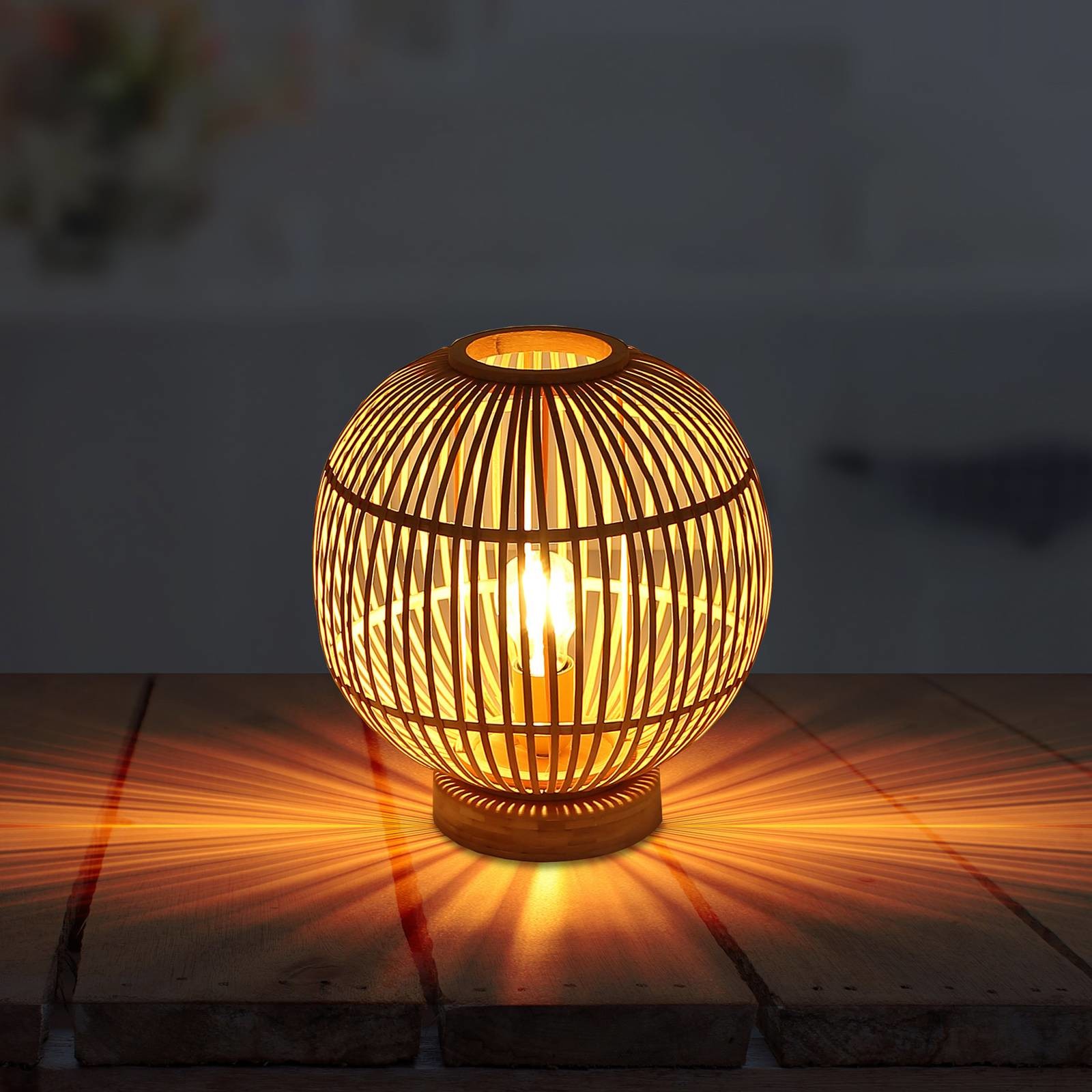Globo Lighting Lampa stołowa Hildegard z bambusa, 30 cm